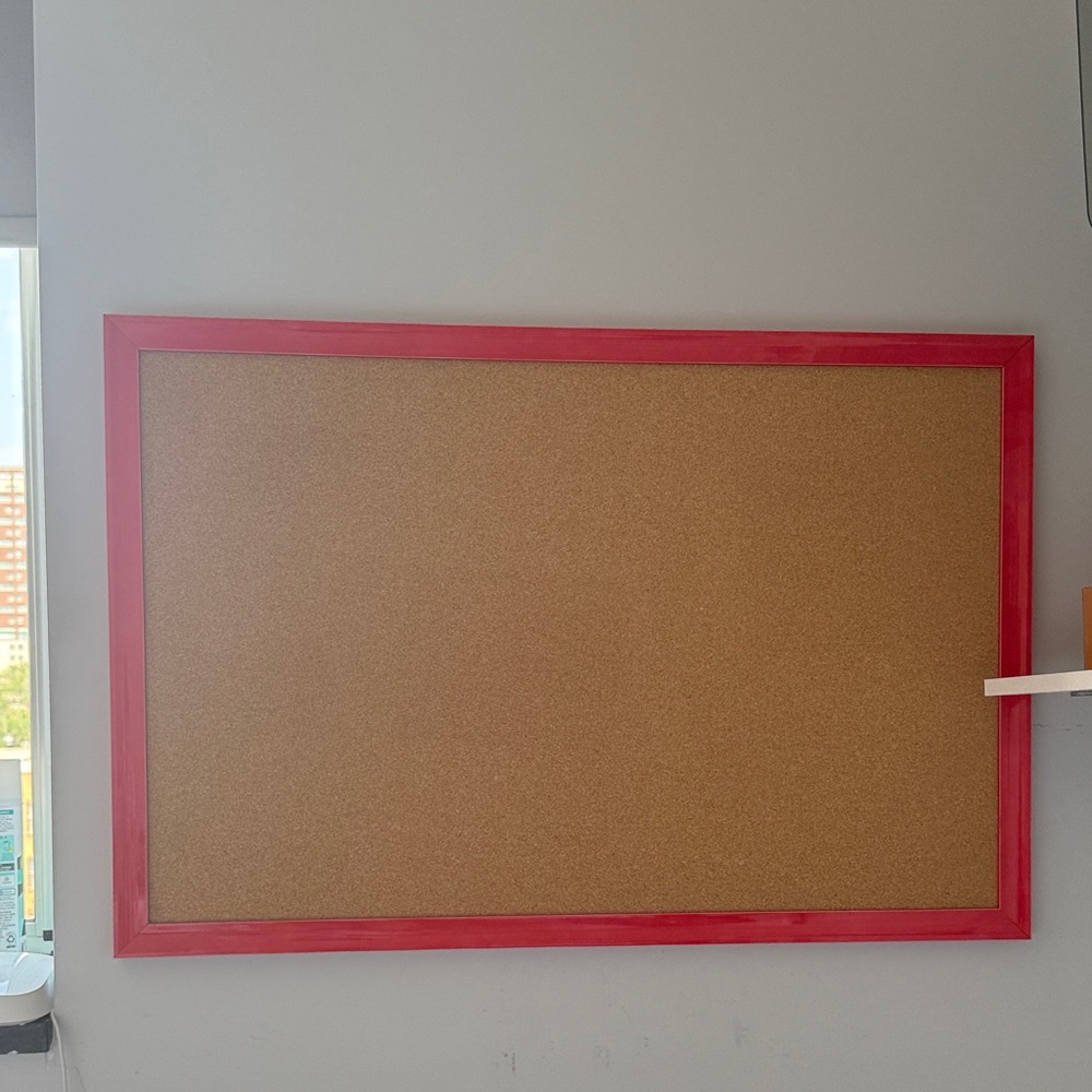 Red Framed Cork Bulletin Board